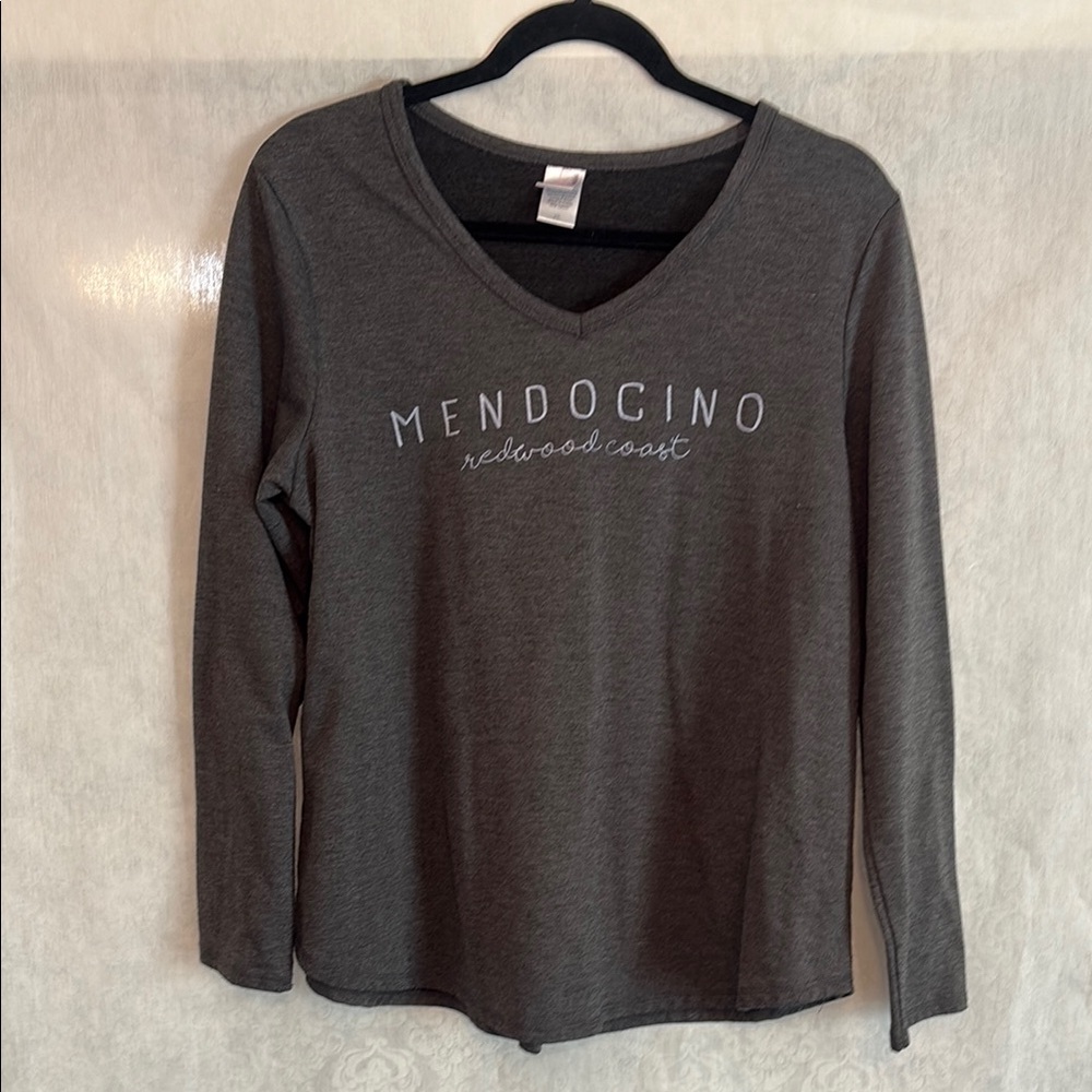 Gray Long Sleeve Tee with MENDOCINO Front Print